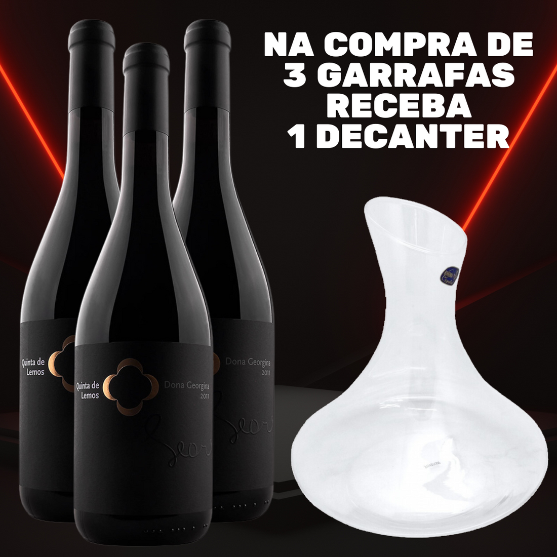 Dona Georgina Tinto 2011 x3 + 1 Crystal Decanter Boemia 150cl