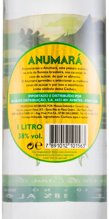 Aguardente Cana Cachaça Anumara