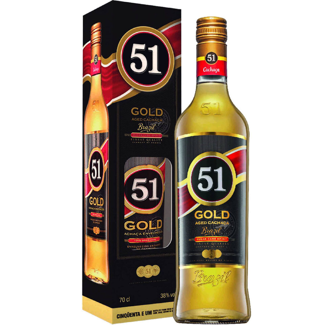 Aguardente Cana Cachaça 51 Gold