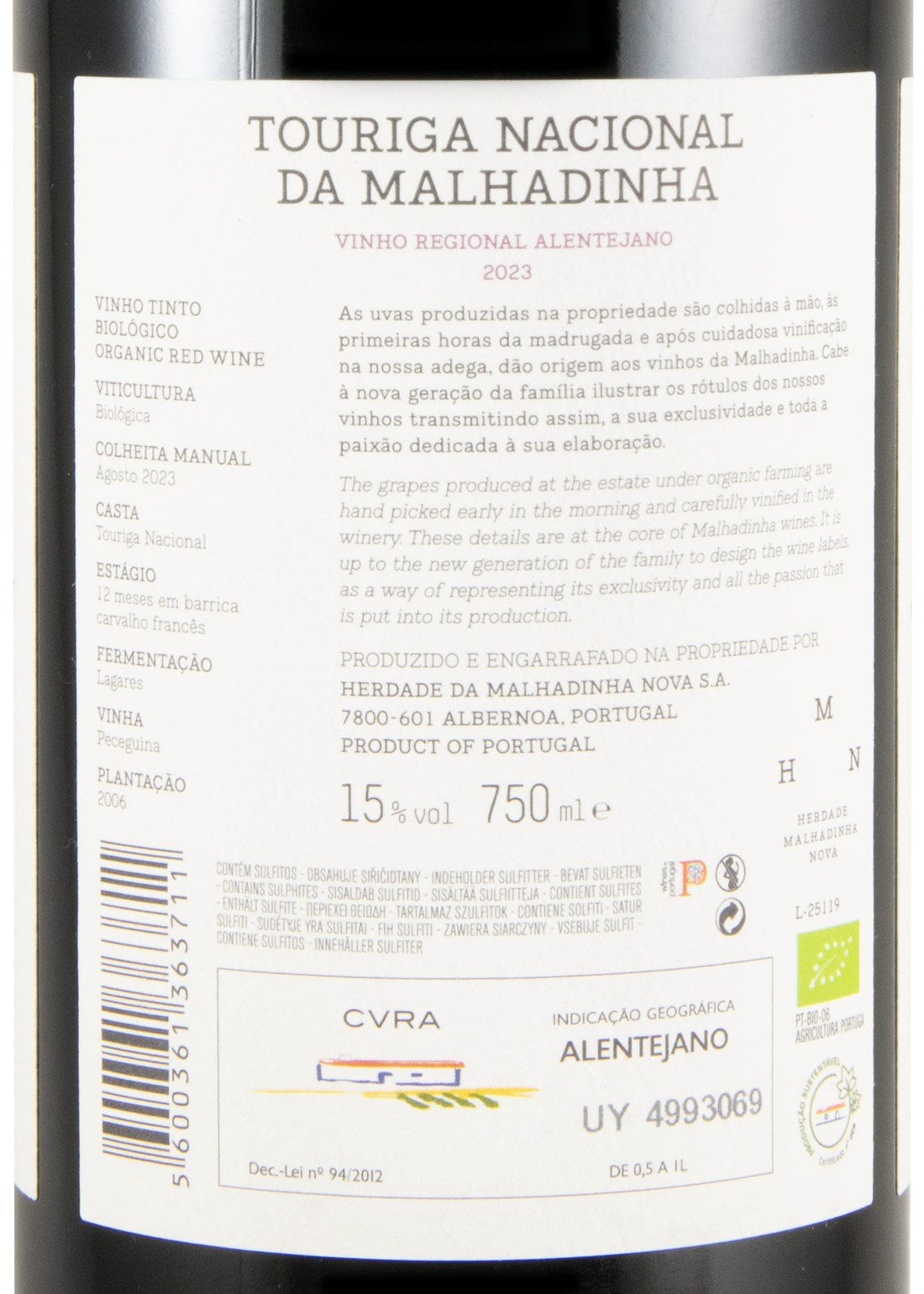 Touriga Nacional da Malhadinha Red Vinha Da Peceguina 2023