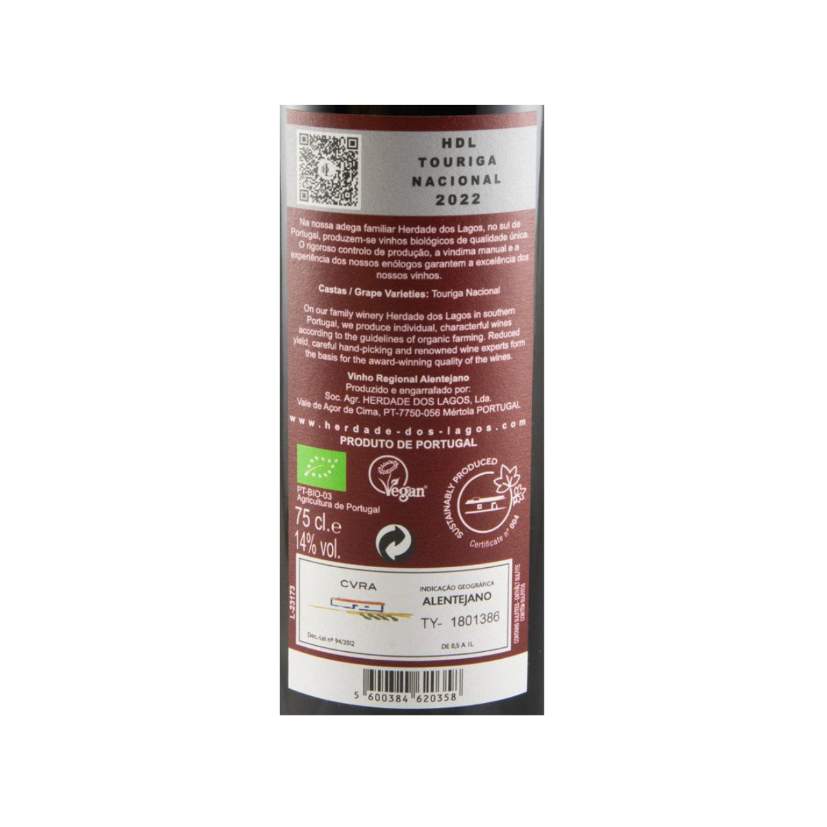 Herdade dos Lagos HDL Touriga Nacional Biológico Tinto