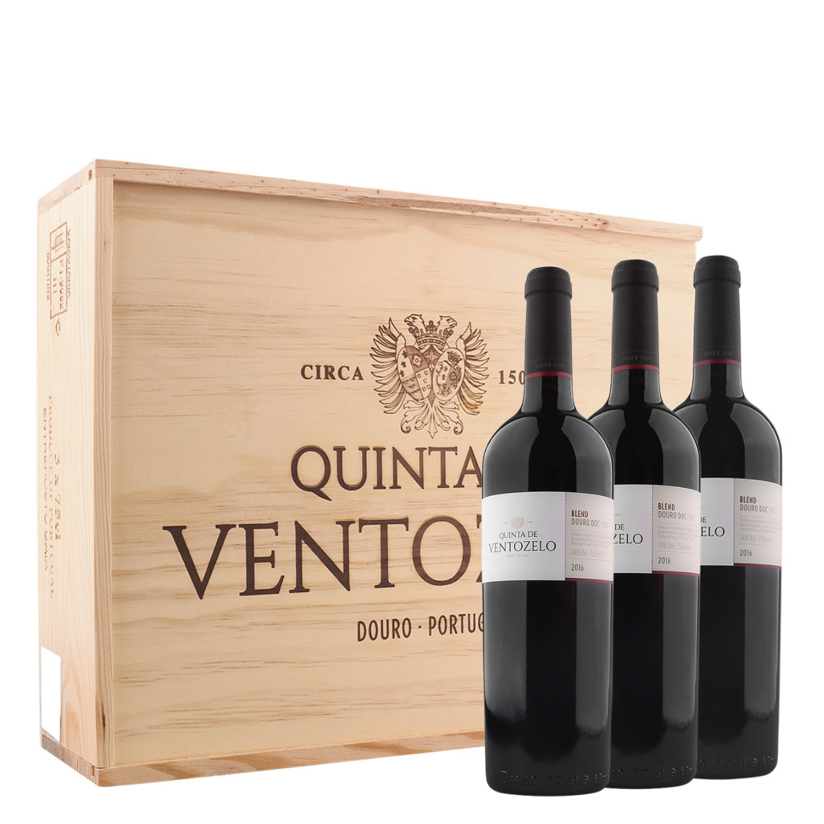 Quinta de Ventozelo Tinto Blend - Conjunto 3 garrafas c/ caixa madeira